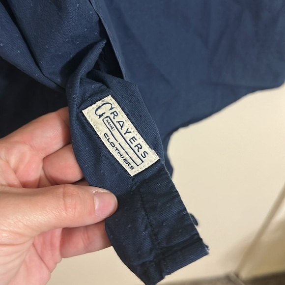 EUC Grayers Navy Short Sleeve Button Down Shirt Large - Picture 4 of 5